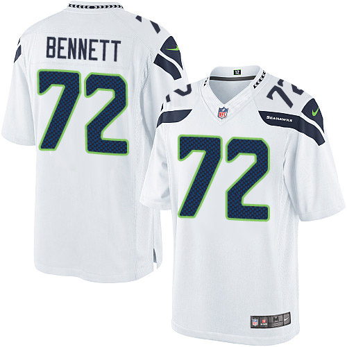 Men's Limited Michael Bennett Nike Jersey White Road - #72 NFL Seattle Seahawks